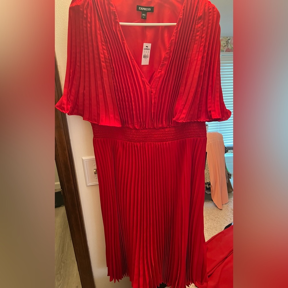 Dress, red, express, L, NWT